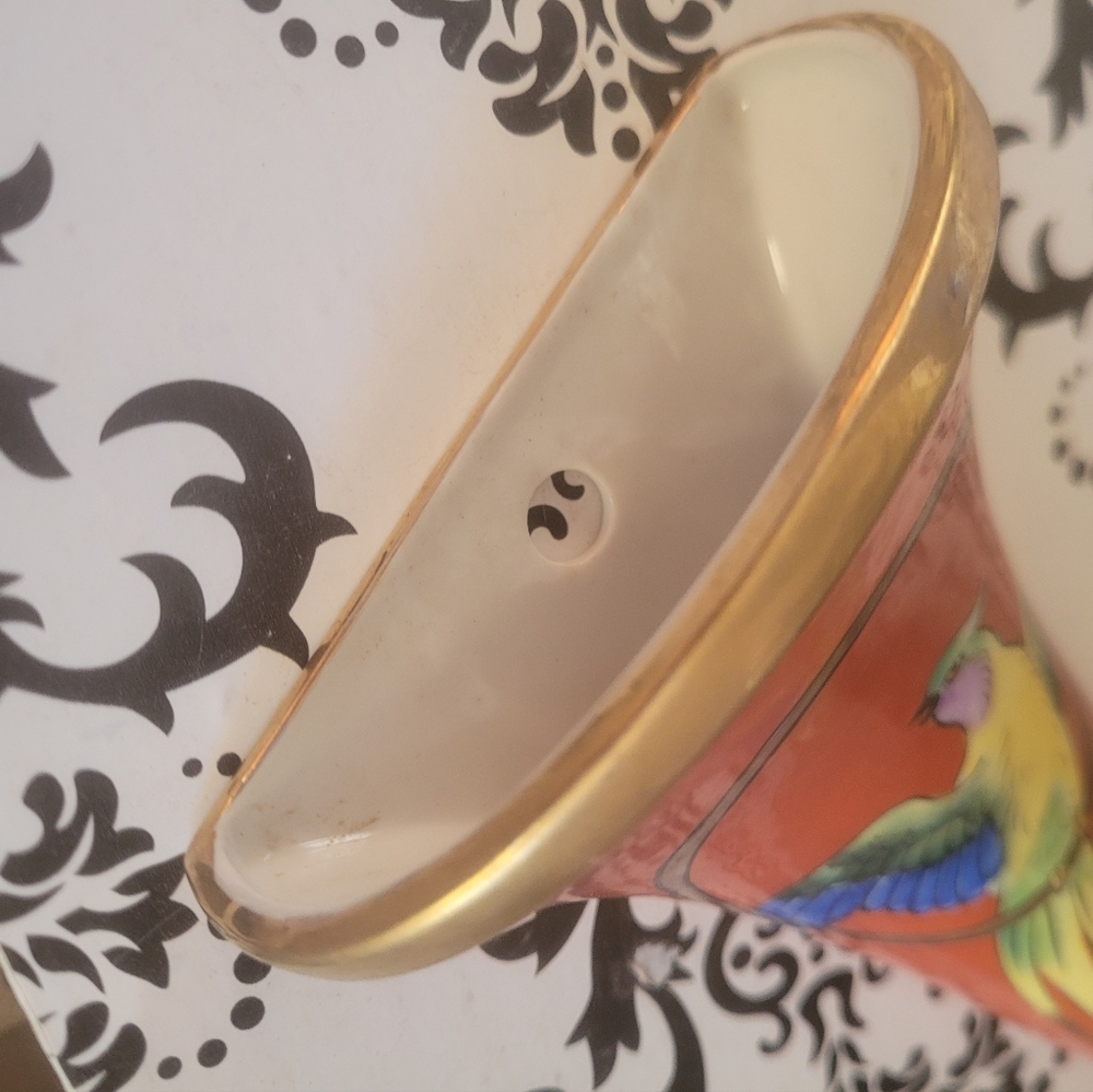 Noritake Art Deco Parrot Wall Pocket Vase, Hand Painted - Picture 3 of 8